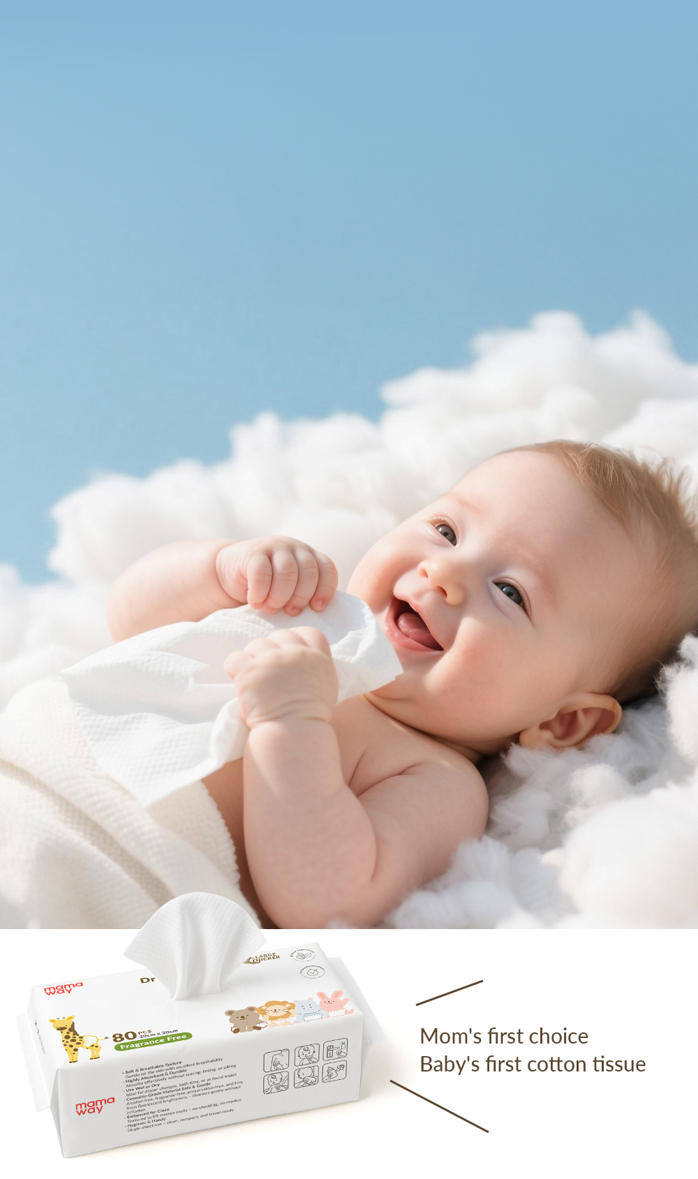 Ultra Soft Dry Baby Wipe