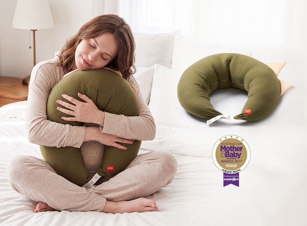 Maternity Support & Nursing Moon Pillow Case- Green Dinosaur