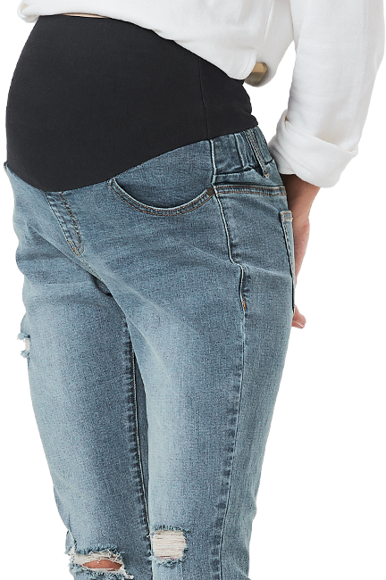 Asymmetric Hem Maternity Skinny Jeans
