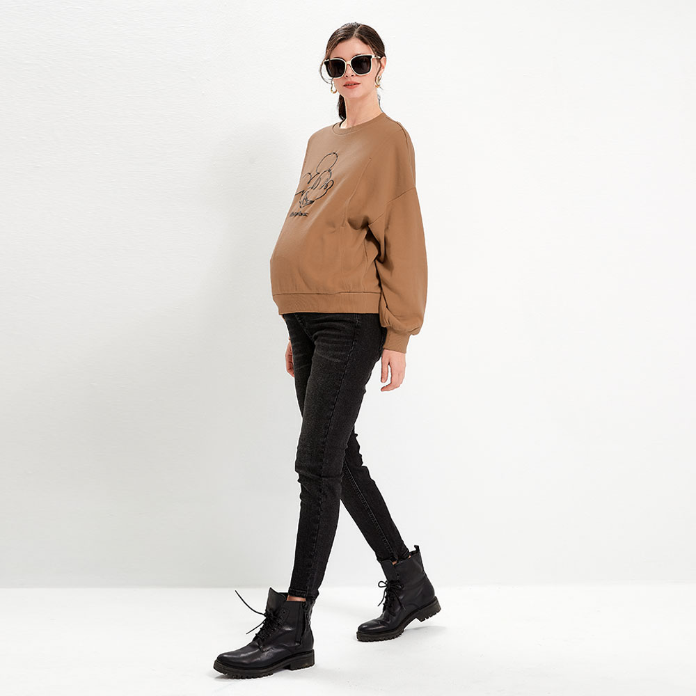 Asymmetric Hem Maternity Skinny Jeans